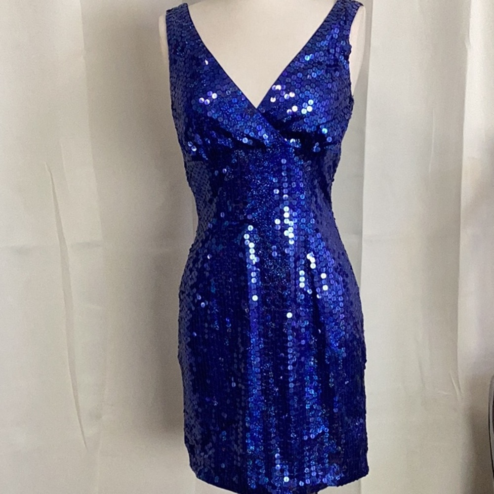 Adrianna Papell Blue sequence Formal Dress